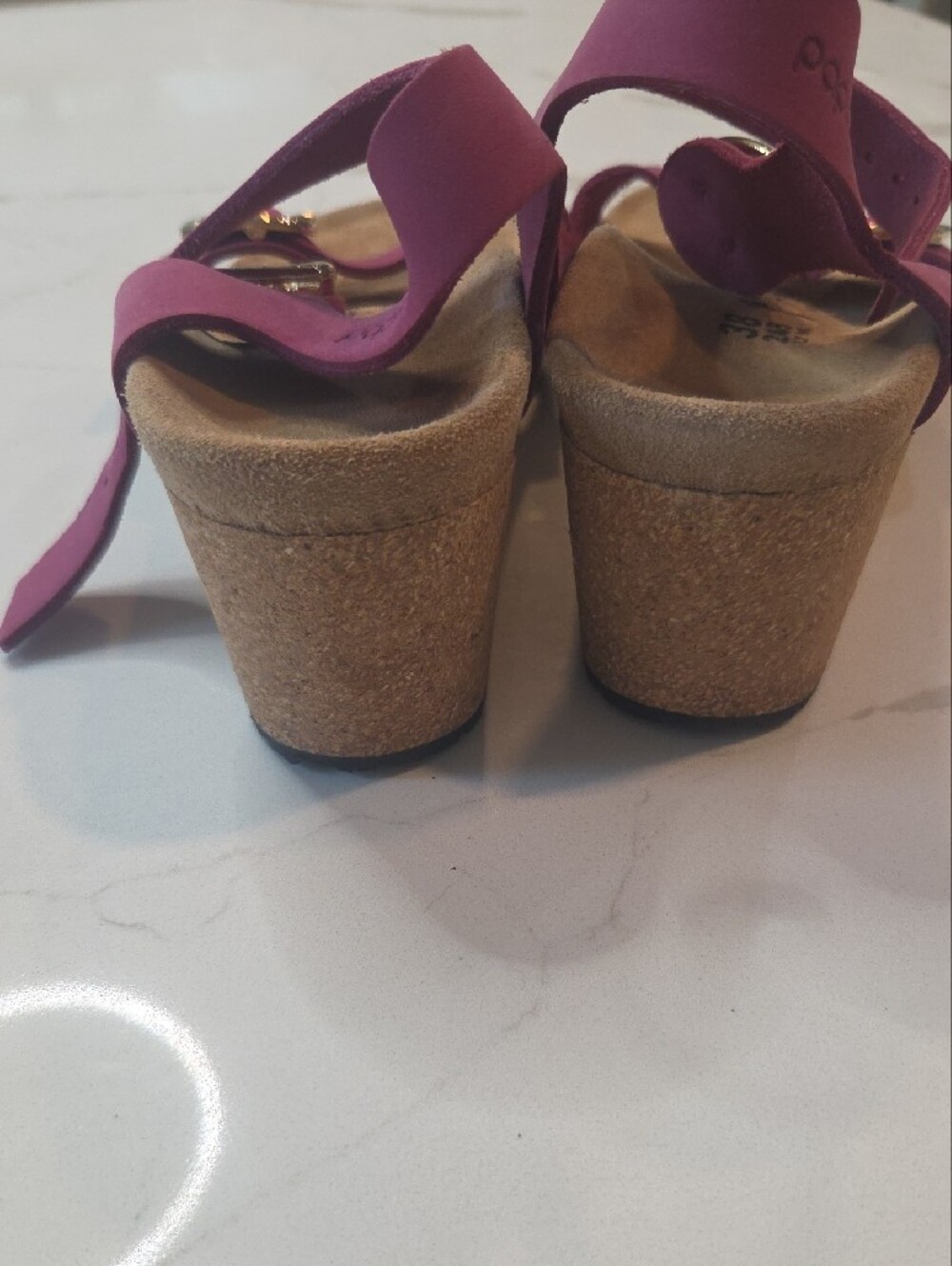 Papillio Women’s Purpleish Ankle-Strap Sandals with Gold Buckles - Picture 2 of 9
